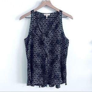 Rebecca Taylor Sleeveless Ruffle Front Silk Blouse